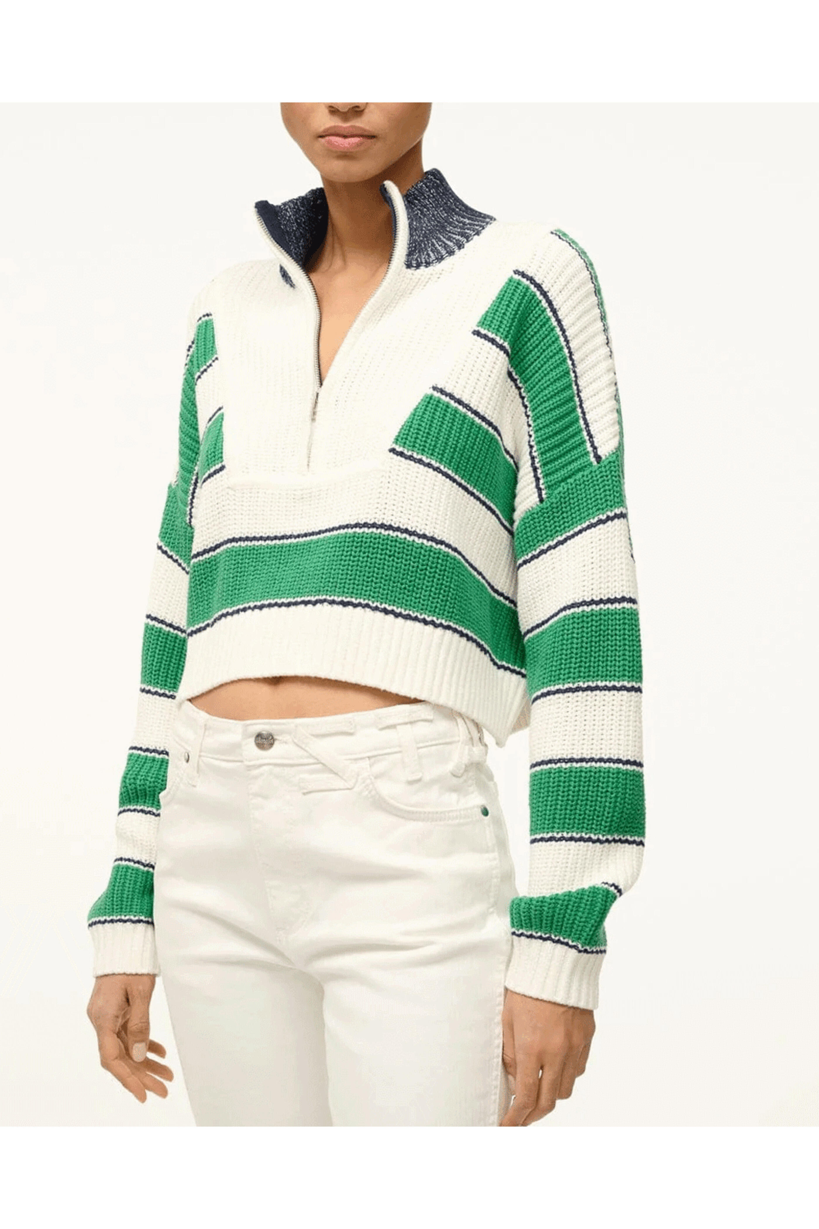Staud - Bungalow Stripe Cropped Hampton Sweater
