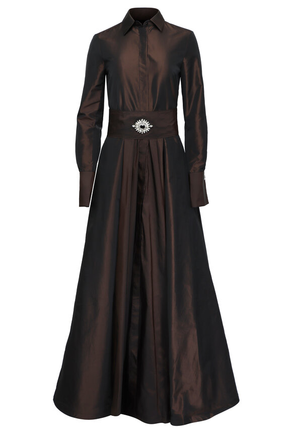 Sara Roka - Black and Sand Foxes Belted Danielle Shirtdress