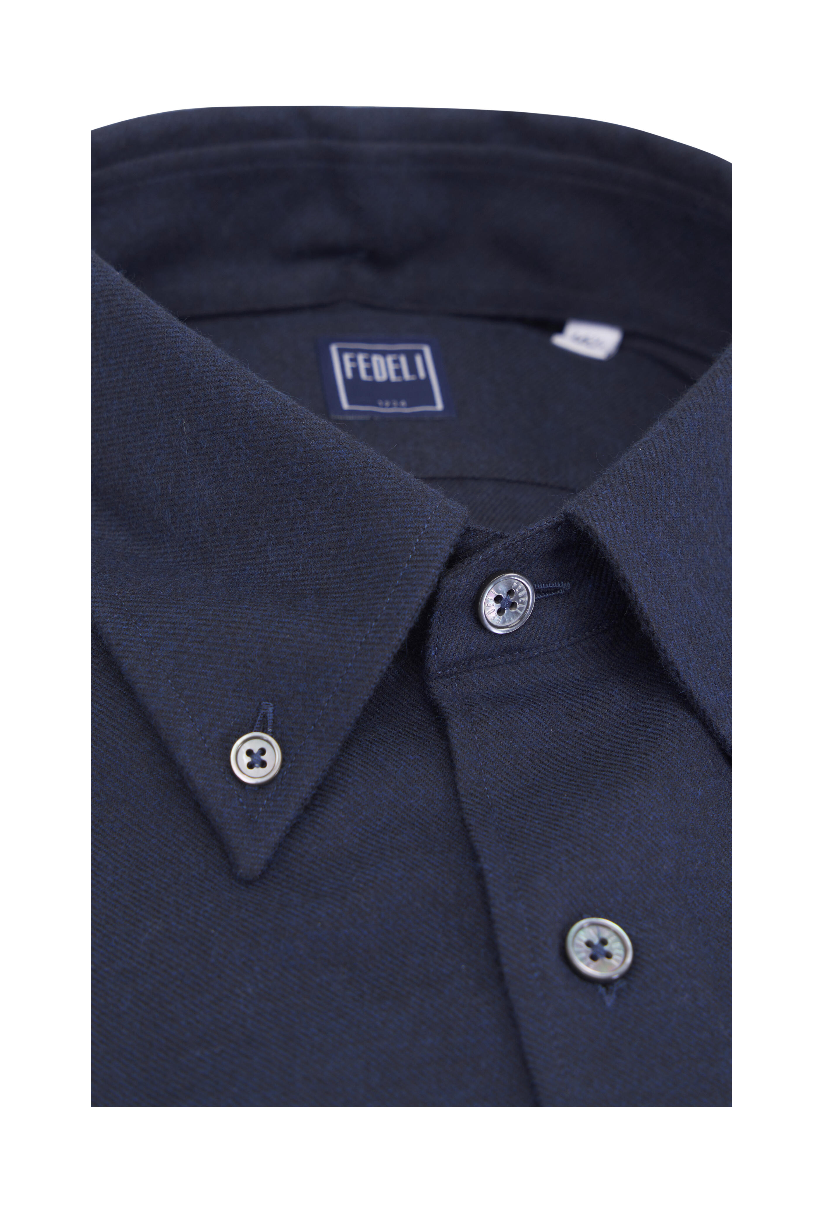 Fedeli - Solid Navy Cotton Sport Shirt