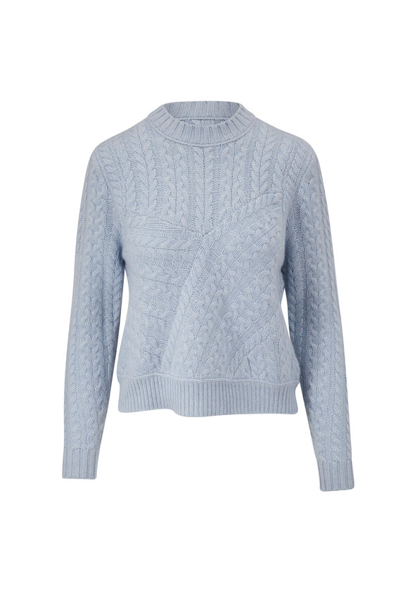 Kinross - Light Blue Luxe Cashmere Cable Knit Sweater