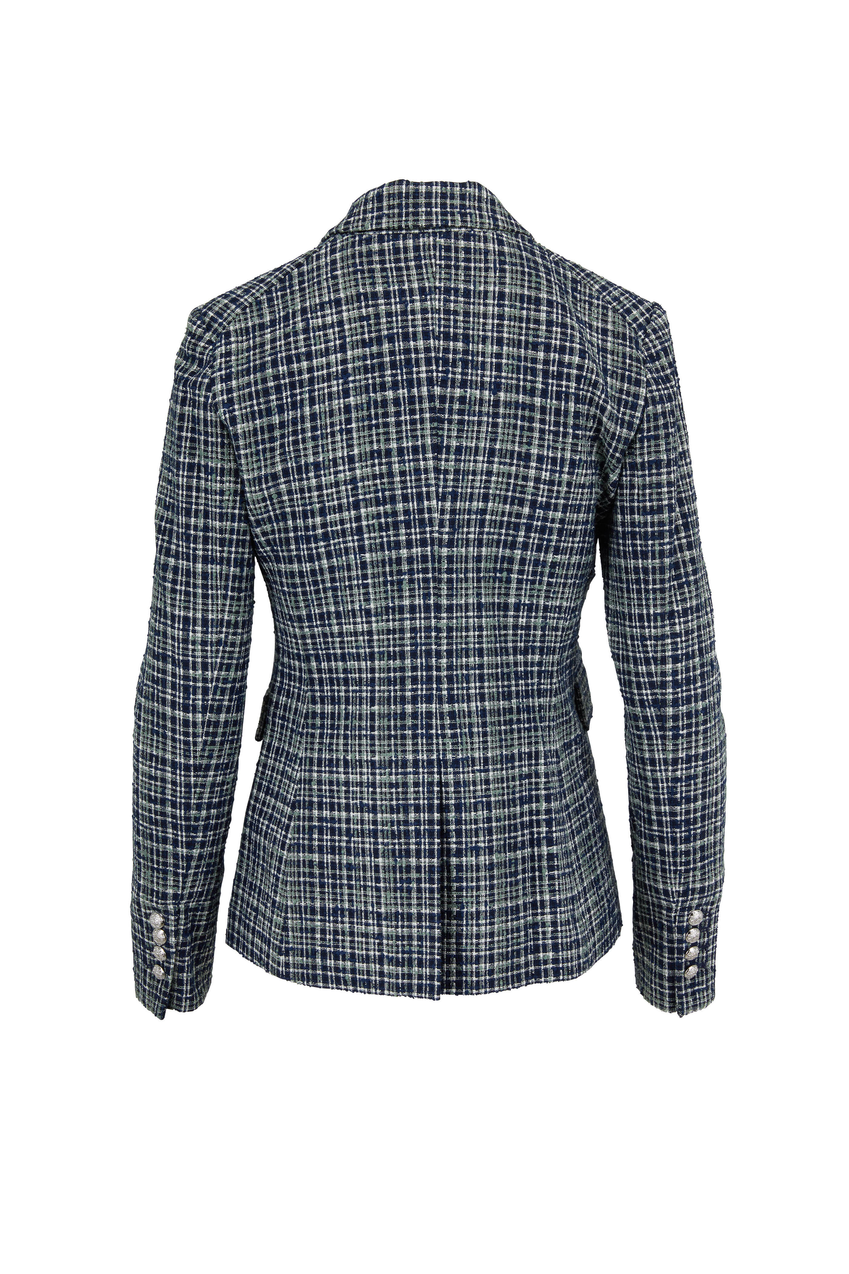 Veronica Beard - Navy Multi Plaid Cutaway Dickey Jacket