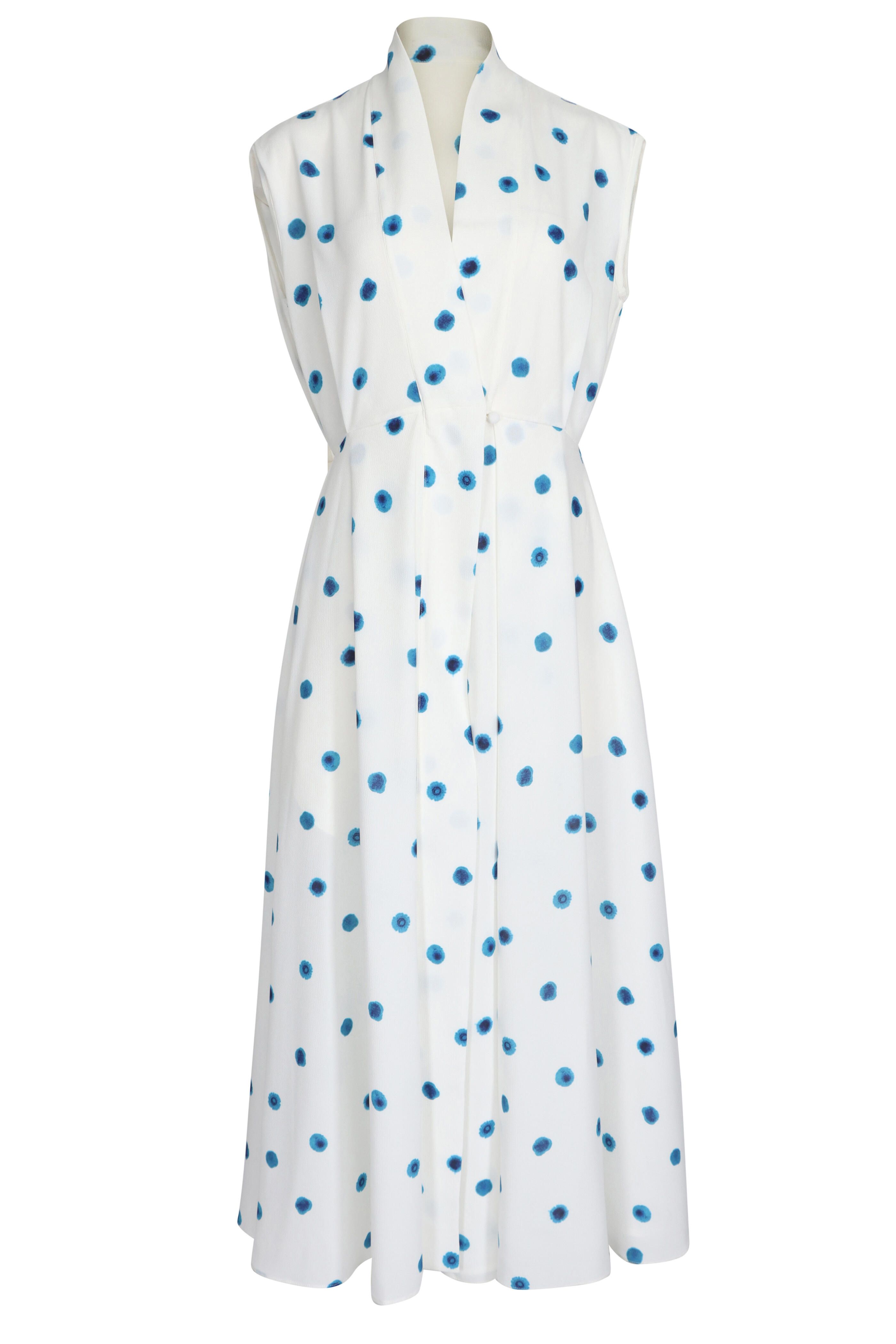 Edeline Lee - Silla White & Blue Midi Dress
