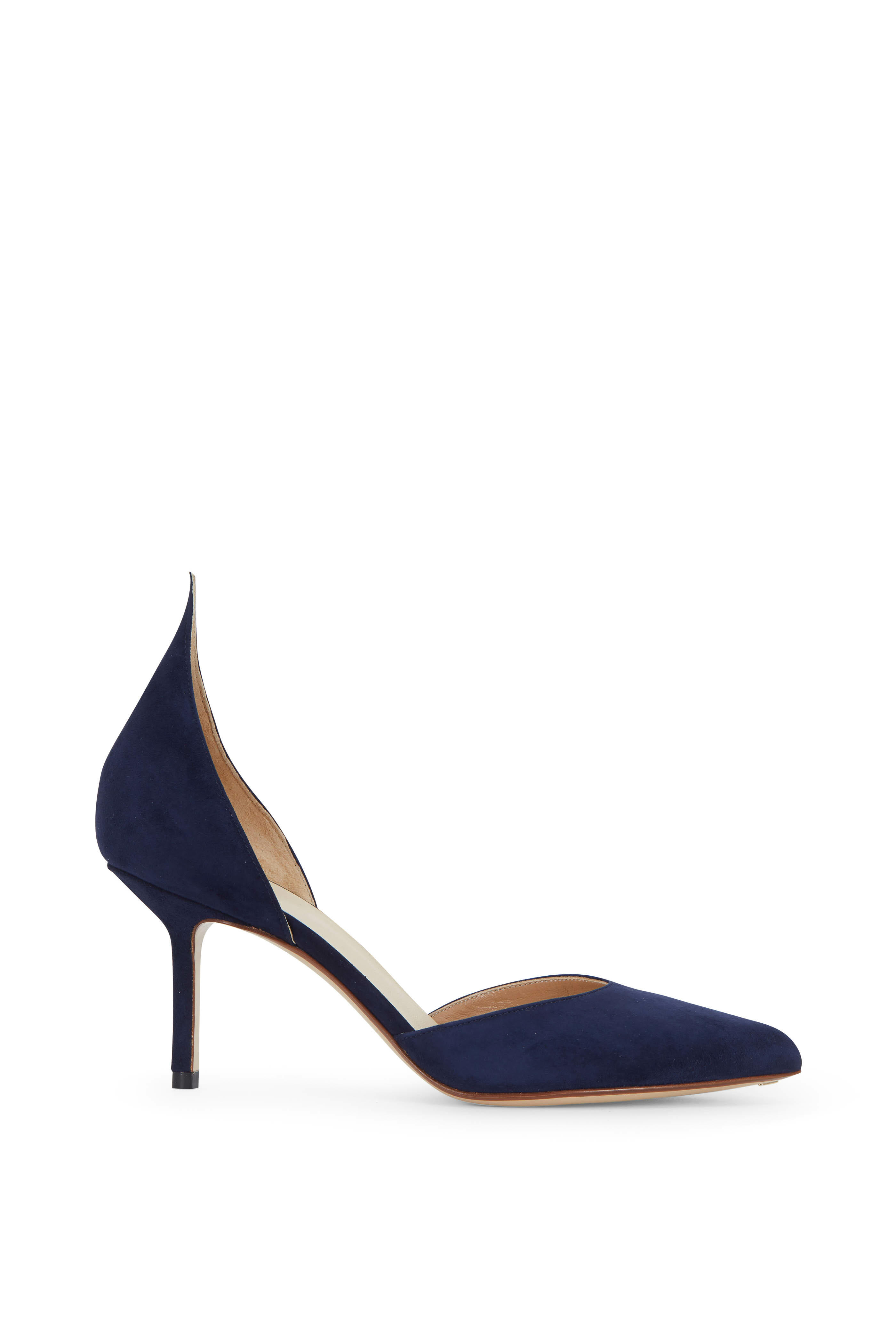 Francesco Russo - Navy Blue Suede D'Orsay Pump, 75mm