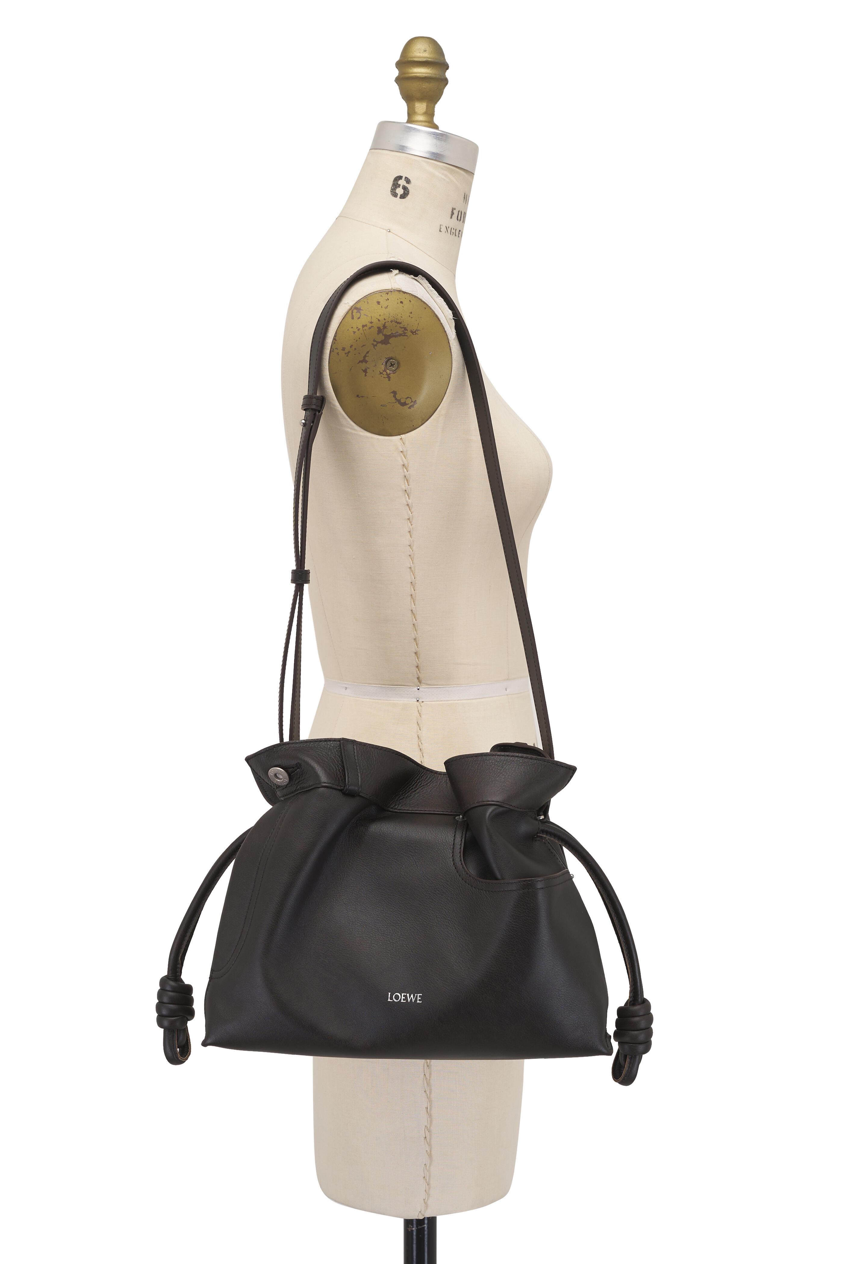 Loewe - Medium Panta Flamenco Dark Brown Leather Clutch