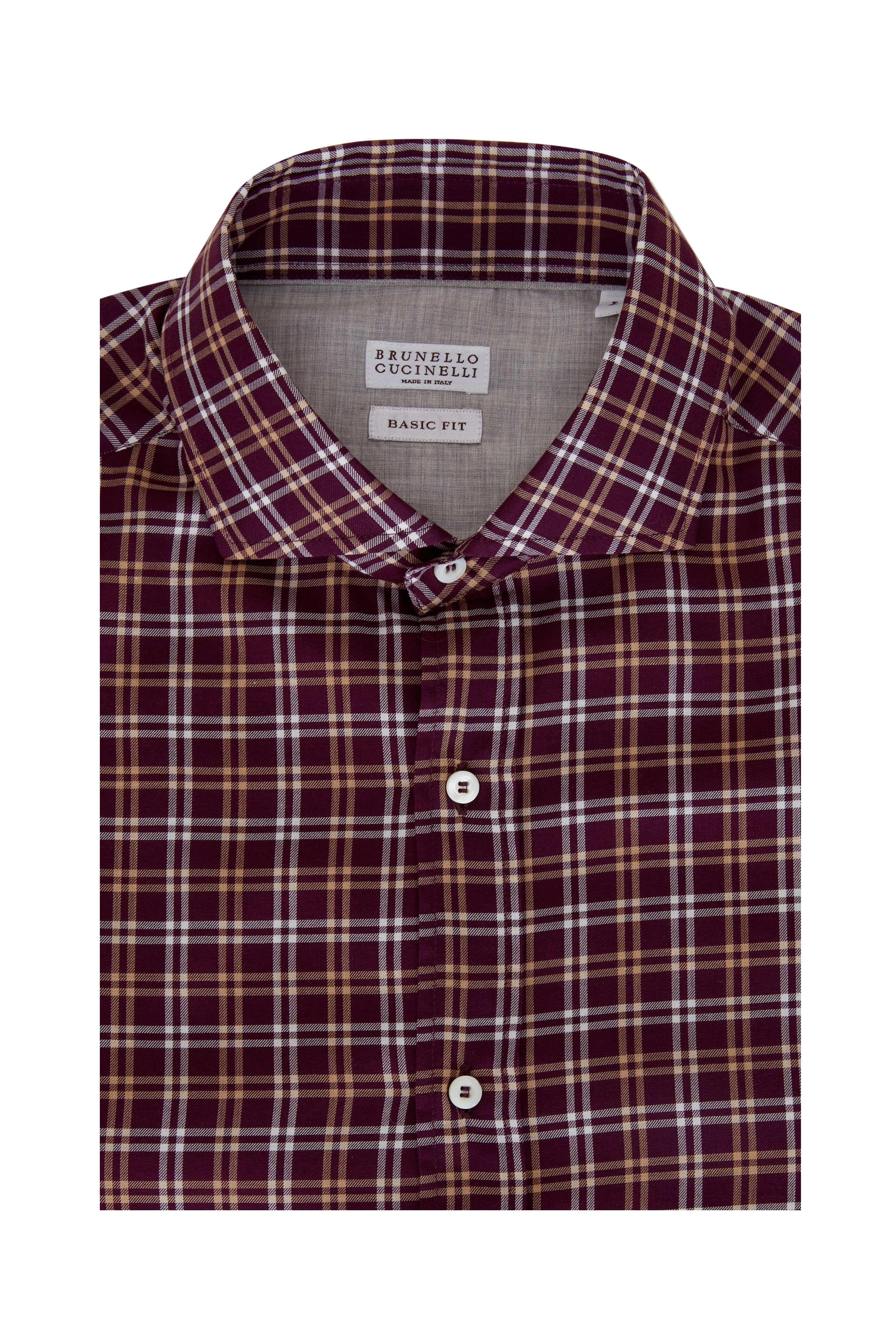 burgundy check dress shirt Comfort Stretch Non-Iron Check Dress Shirt