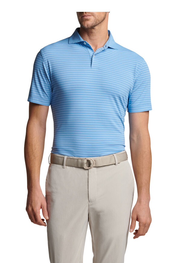 Peter Millar - Duet Channel Blue Stripe Performance Jersey Polo