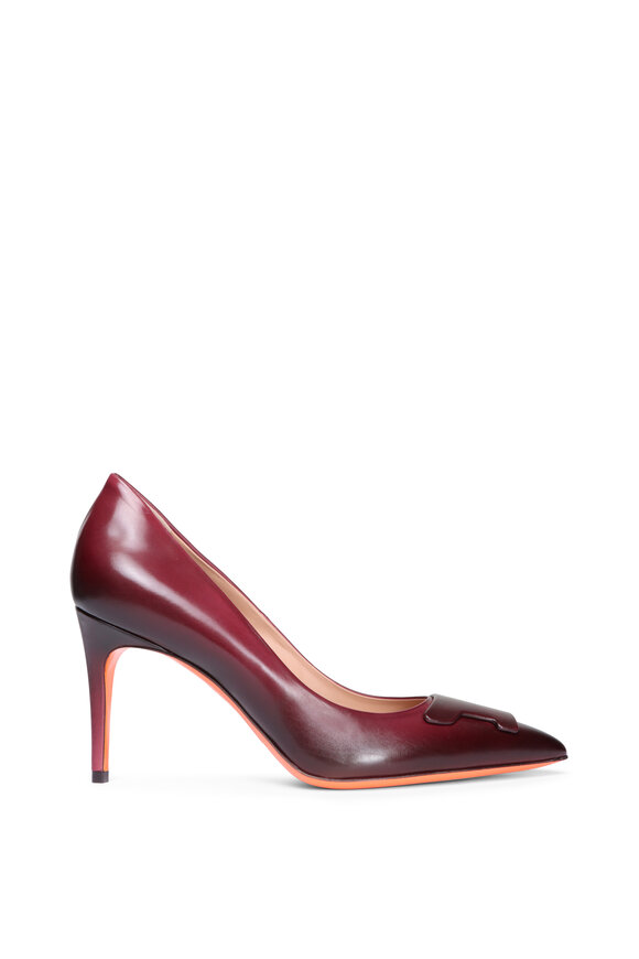 Santoni Sibil Burgundy Leather Pump, 85mm - view 1