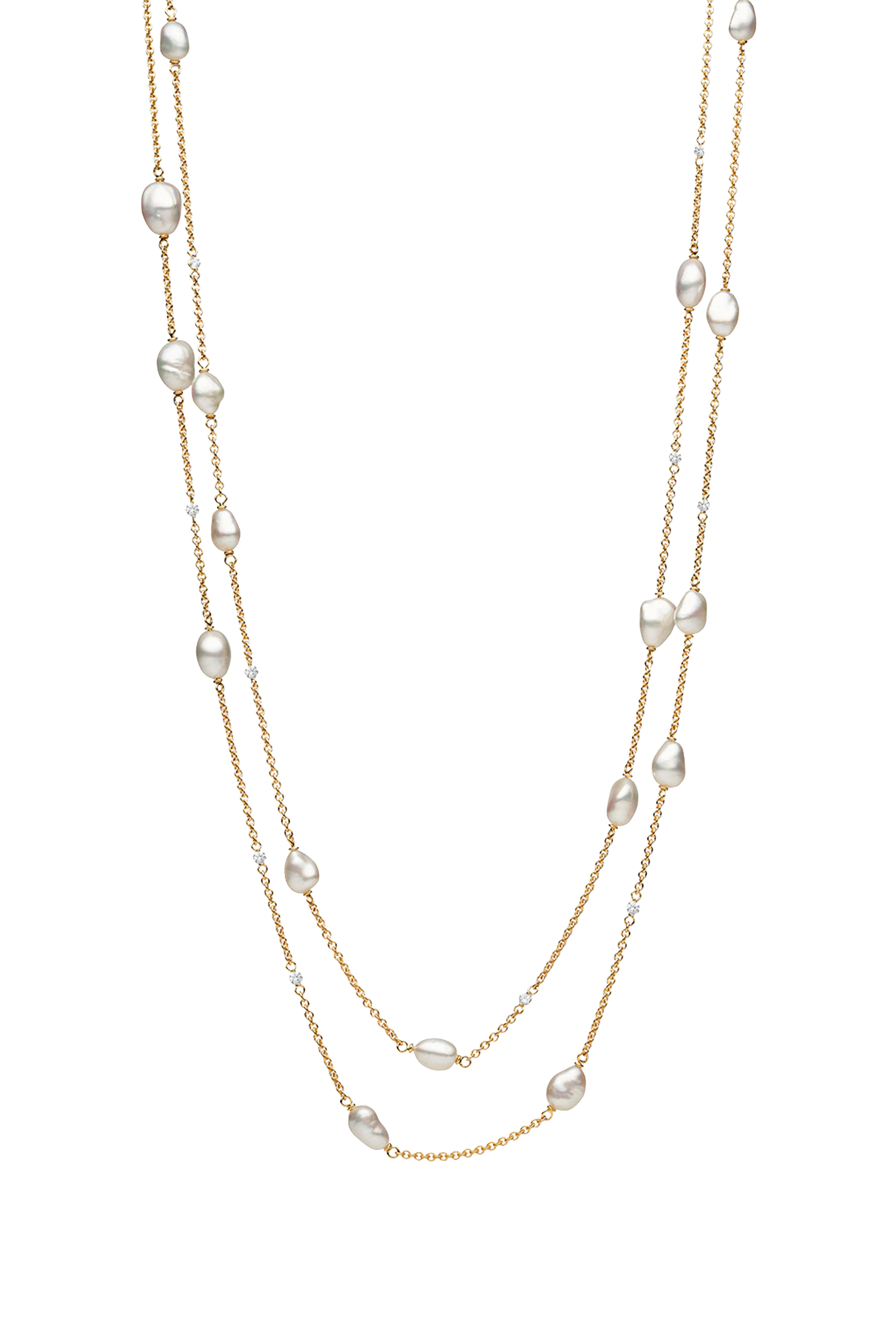 Paspaley - 18k Yellow Gold Keshi Pearl Long Chain Necklace