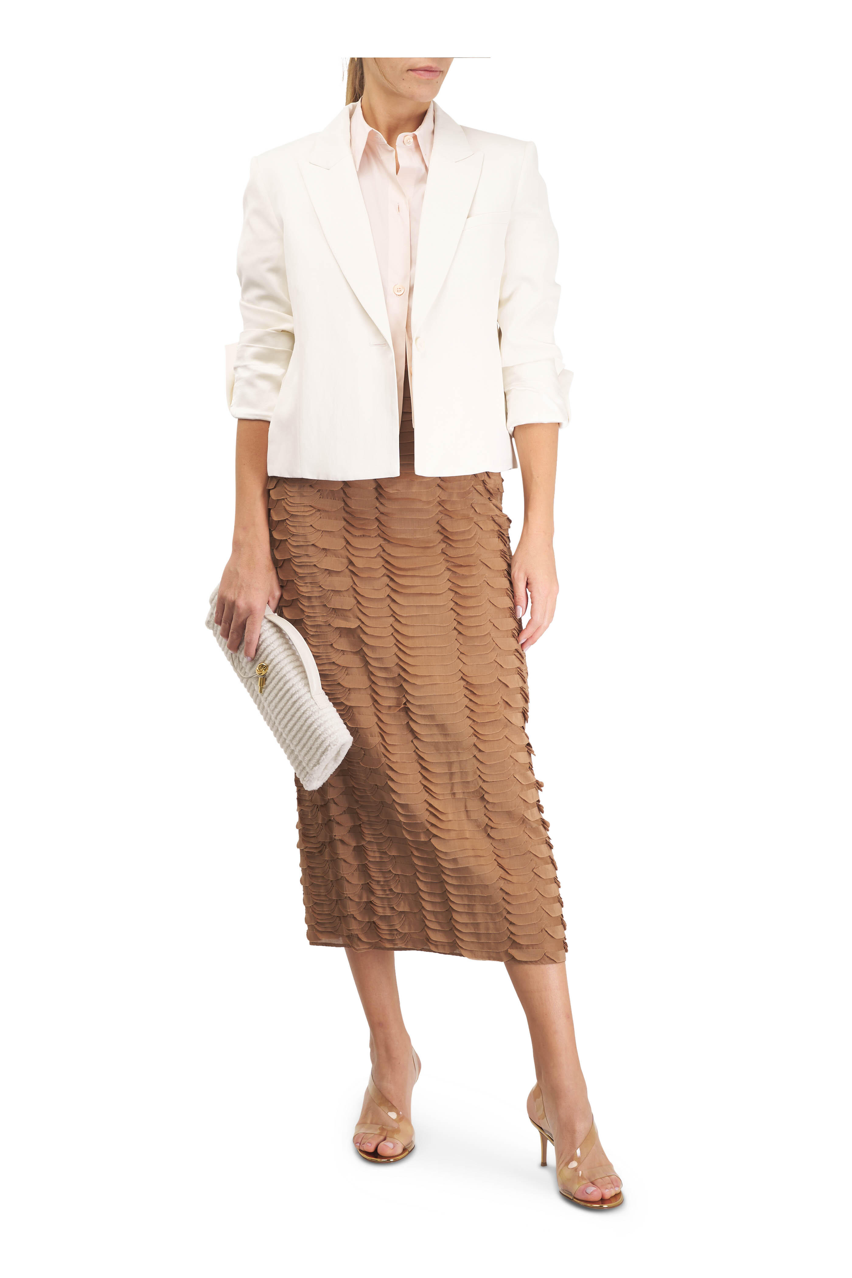 Bottega Veneta - Andiamo Plaster Corduroy Shearling Clutch