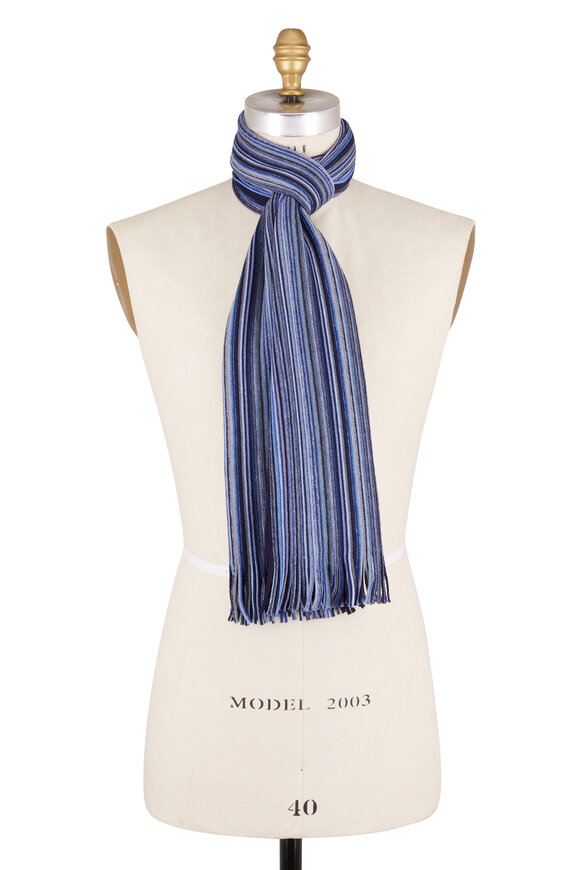 Chelsey Imports Blue Stripe Wool Scarf 