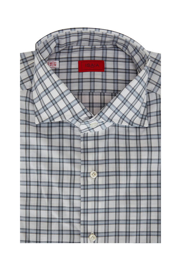 Isaia - Blue & Gray Check Dress Shirt 