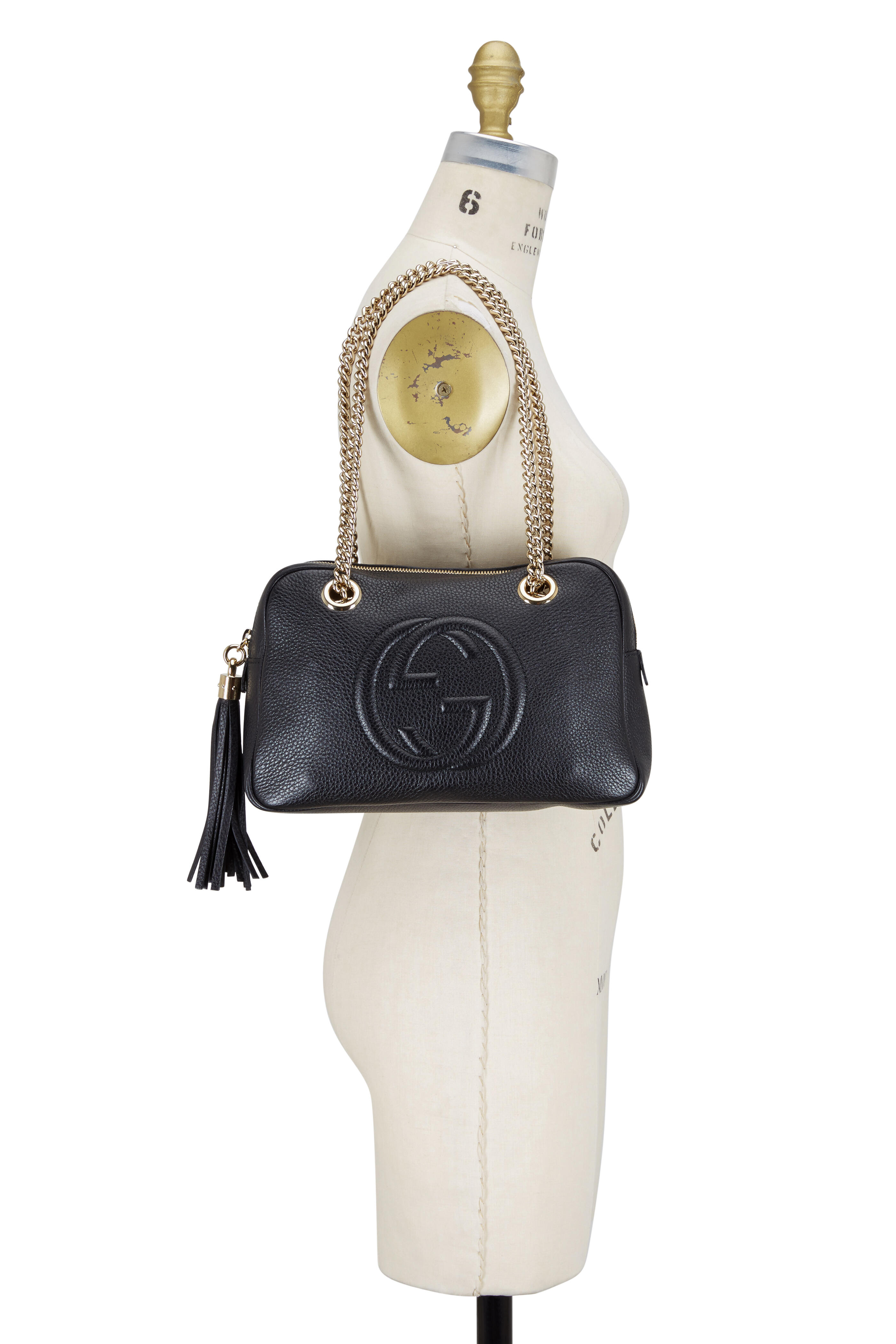 Gucci Soho Large Leather Chain Shoulder Handbag Black BHFO 5480