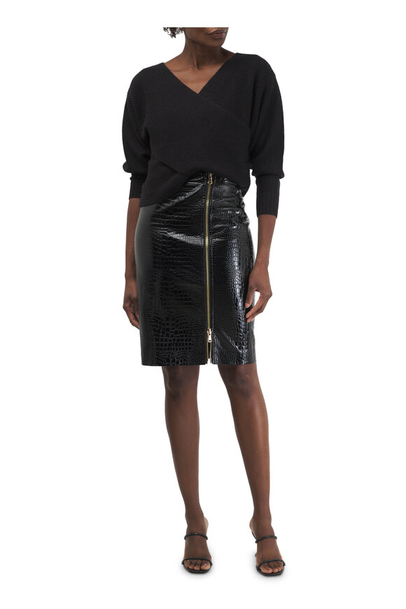 L'Agence - Cannes Black Zip Pencil Skirt