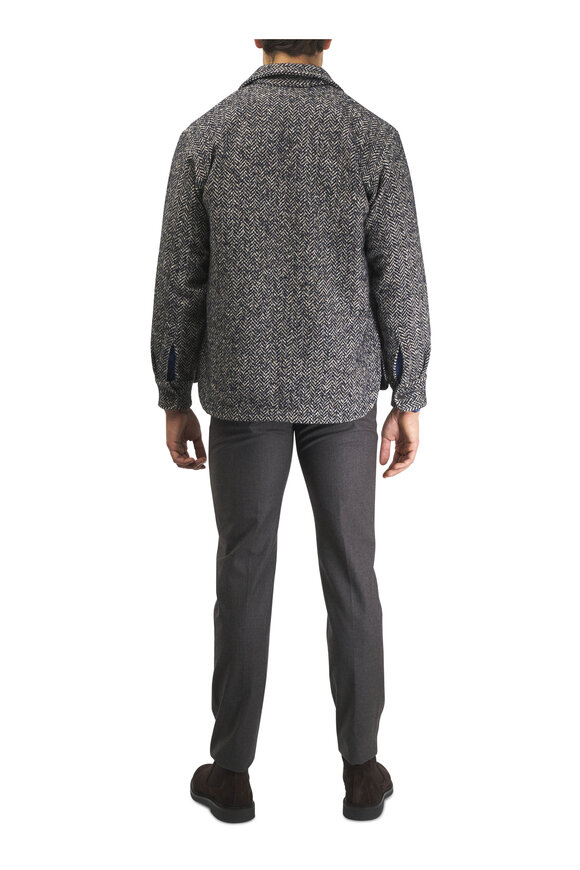 Tintoria Black Herringbone Front Button Over Shirt - view 4