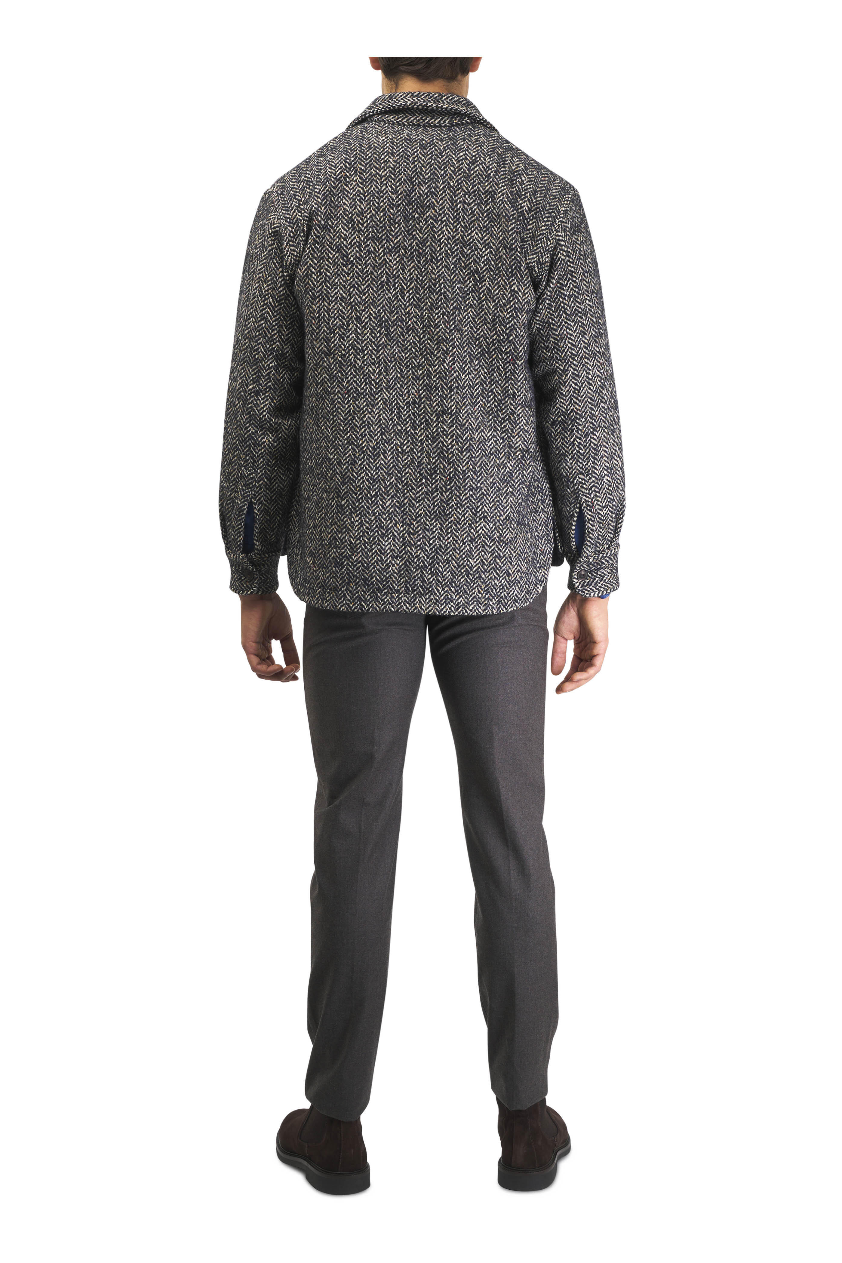 Tintoria - Black Herringbone Front Button Over Shirt