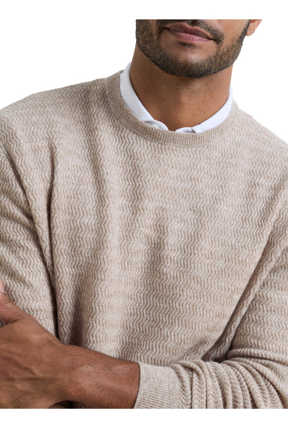 Peter Millar Crosswinds Taupe Textured Crewneck Sweater - view 5