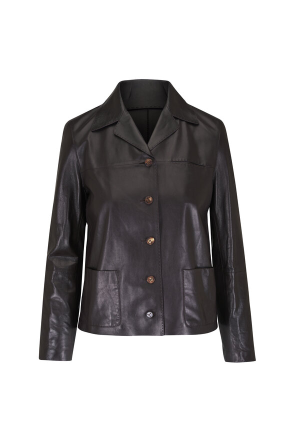 Lafayette 148 New York Truffle Leather Patch Pocket Jacket - view 1