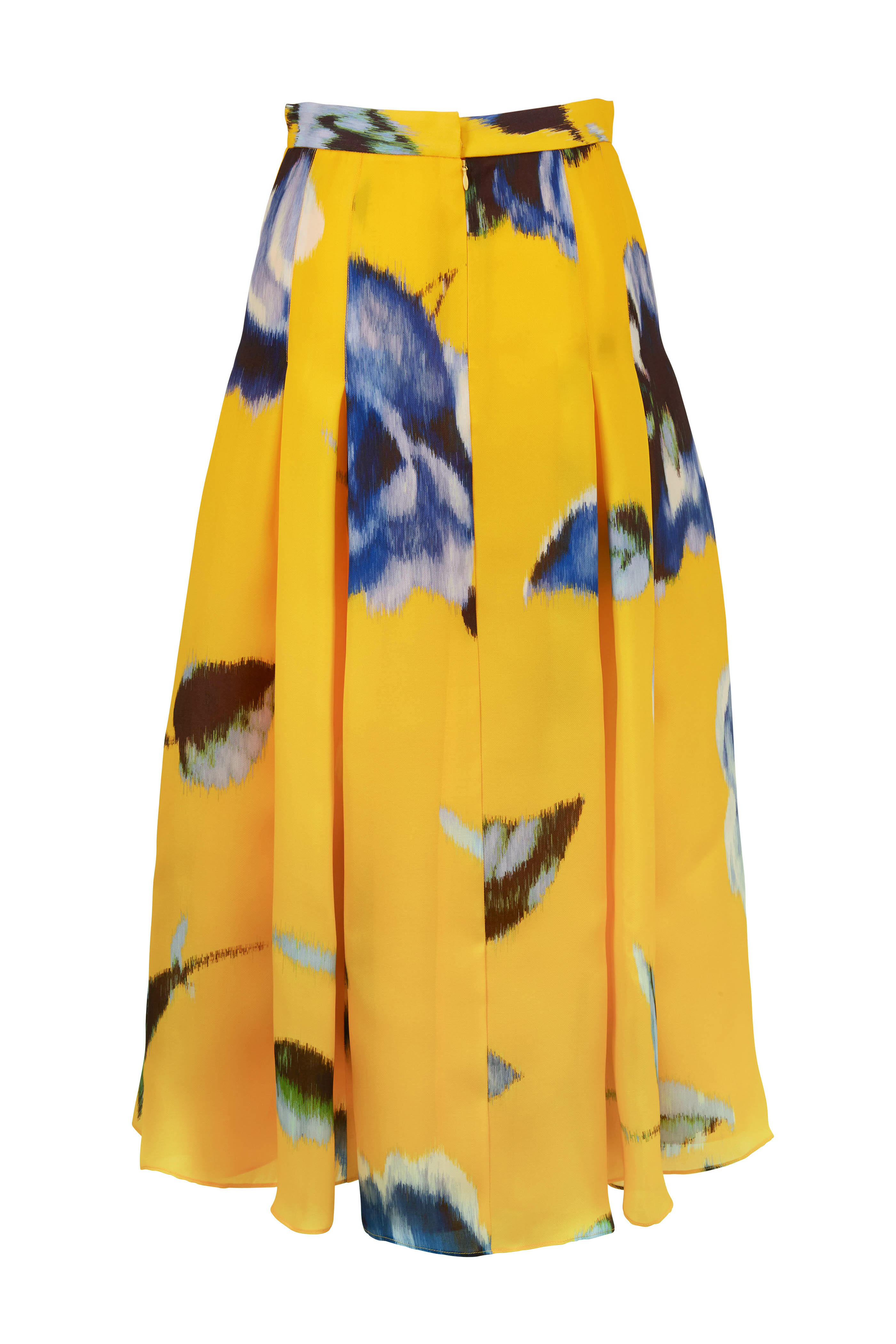 Carolina Herrera - Taxi Cab Yellow Silk A-Line Box Pleat Skirt