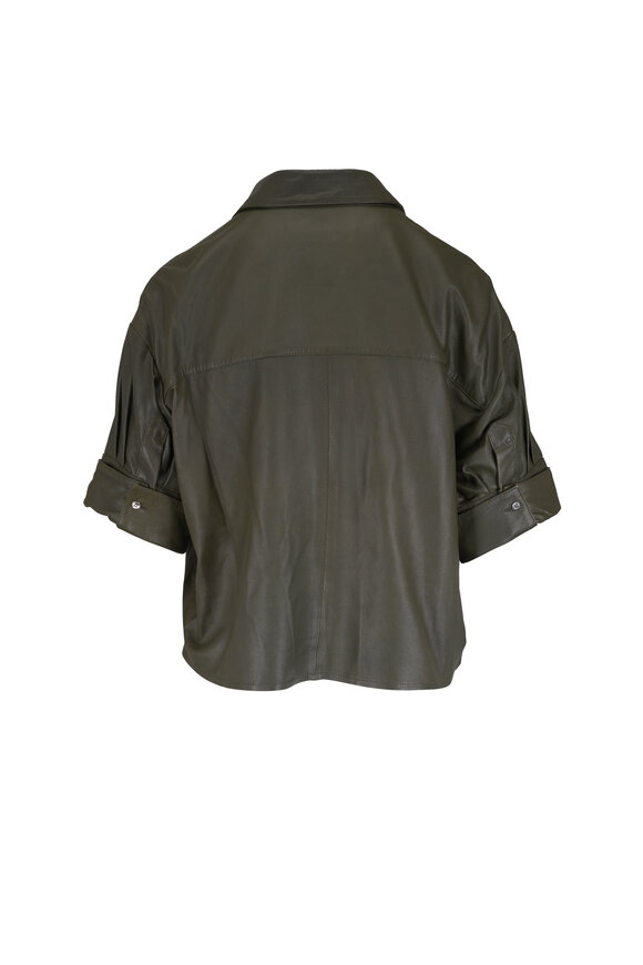 TWP My Newest Mistake Green Leather Shirt Jacket - view 4