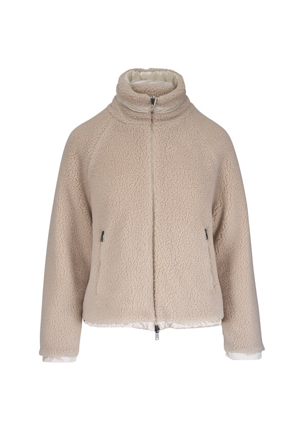 Herno Cream Reversible Teddy Fleece & Nylon Jacket - view 1