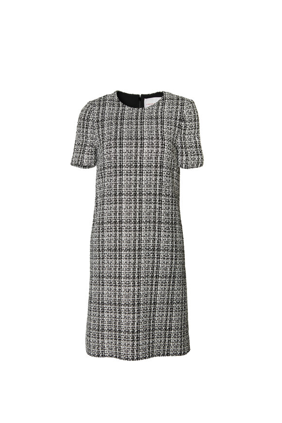 Carolina Herrera - Black & White Tweed Mini Shift Dress 