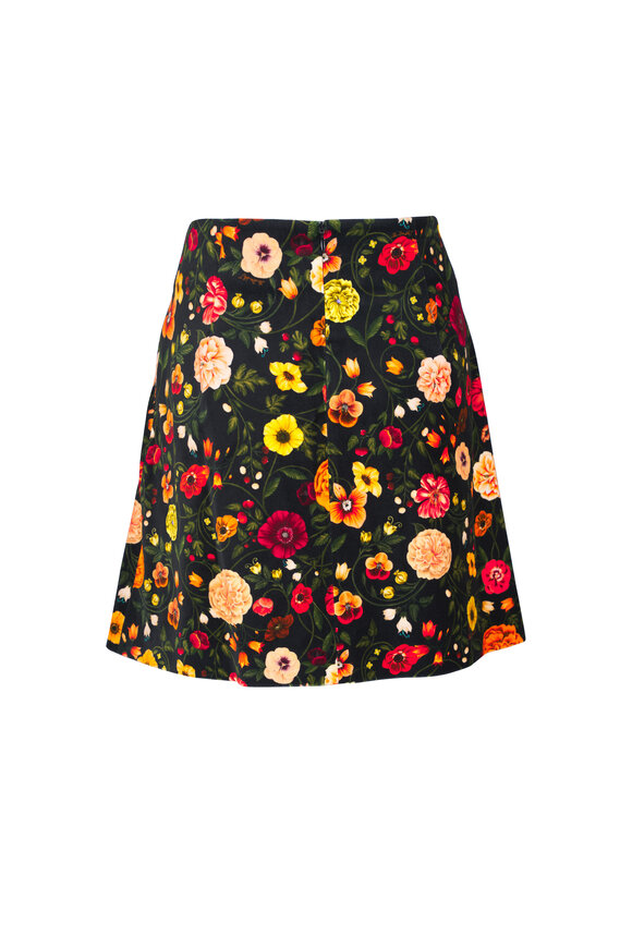 La Double J - Short Botticelli Black Cotton Velvet Skirt