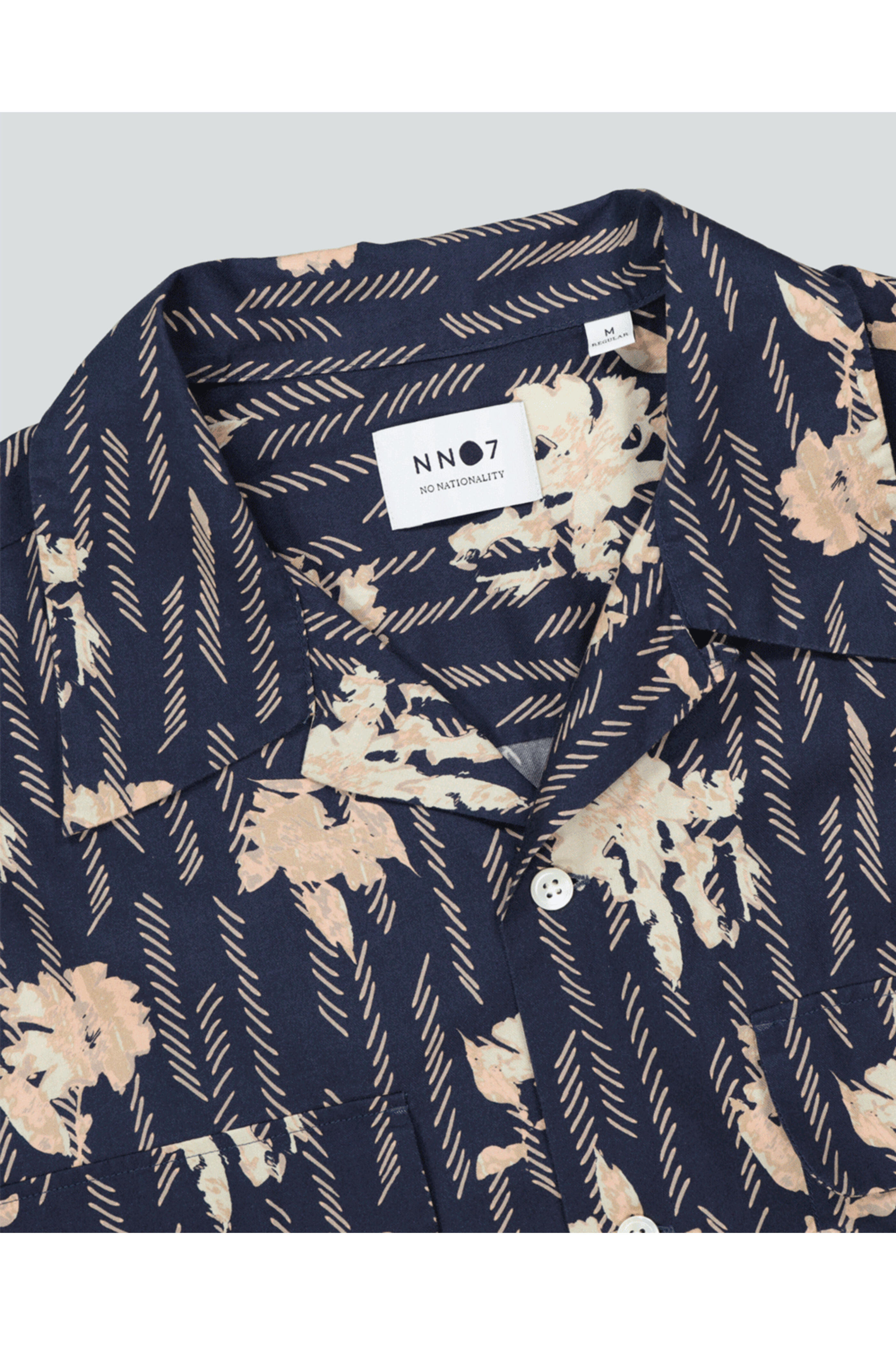 トップス Daniel Nn07 - Navy Daniel Floral Print Short Sleeve Shirt