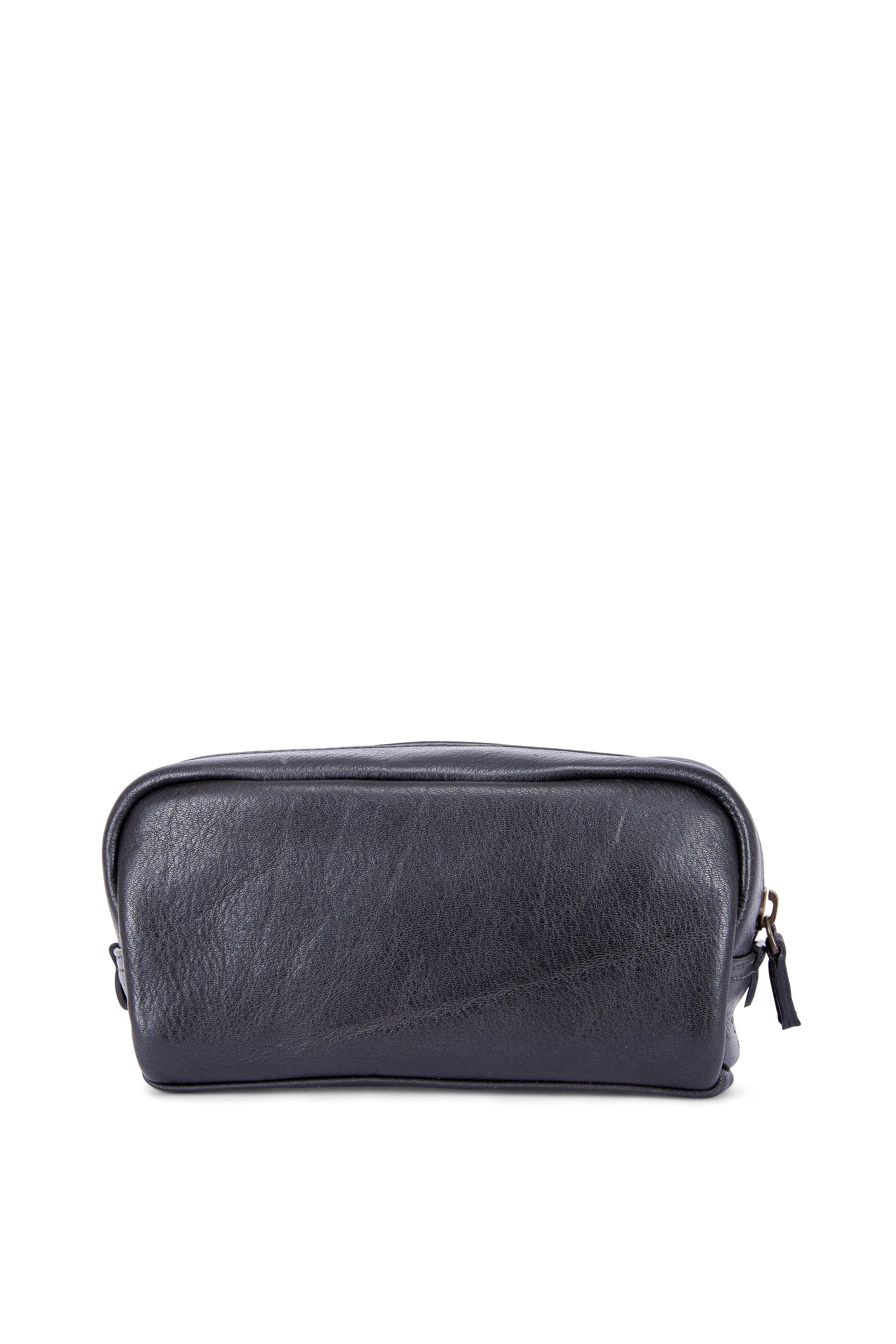 Moore & Giles Gunmetal Leather Mini Dopp Kit