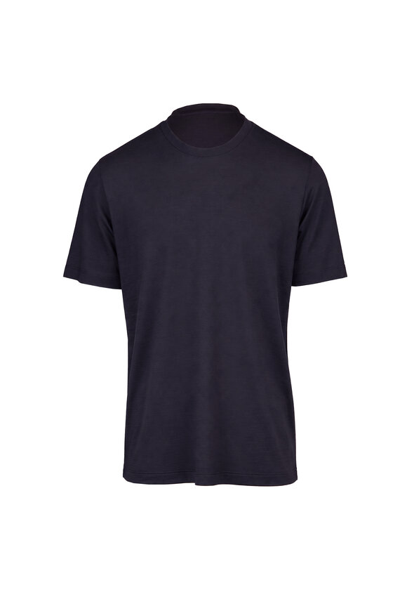 Marco Pescarolo Navy Blue Wool Jersey T-Shirt - view 1