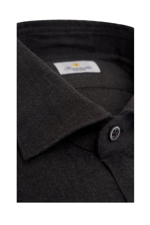 Giannetto - Solid Charcoal Cotton Flannel Sport Shirt