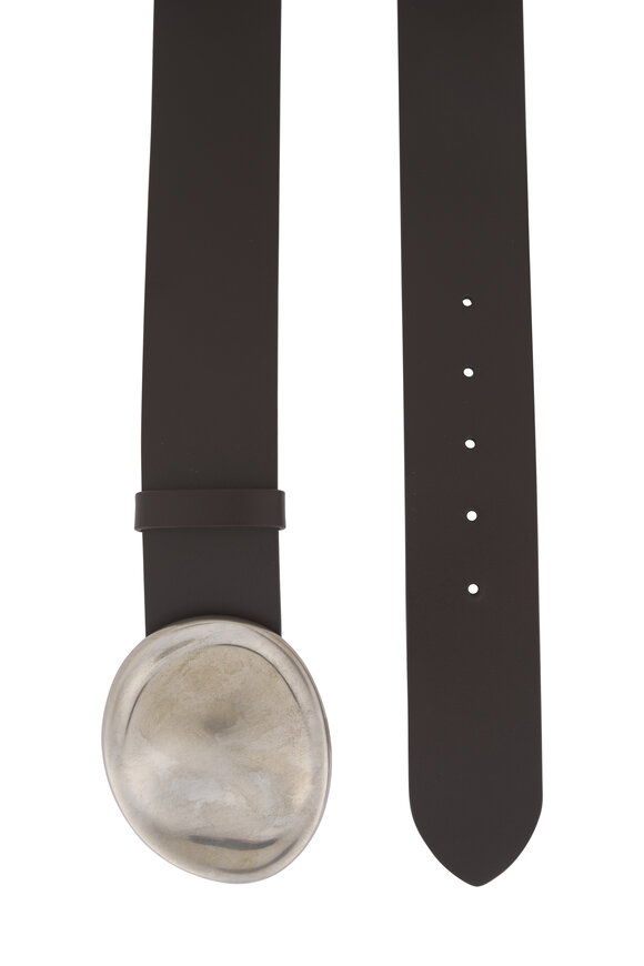 Khaite Keefe Dark Brown Leather Belt, 35mm - view 2