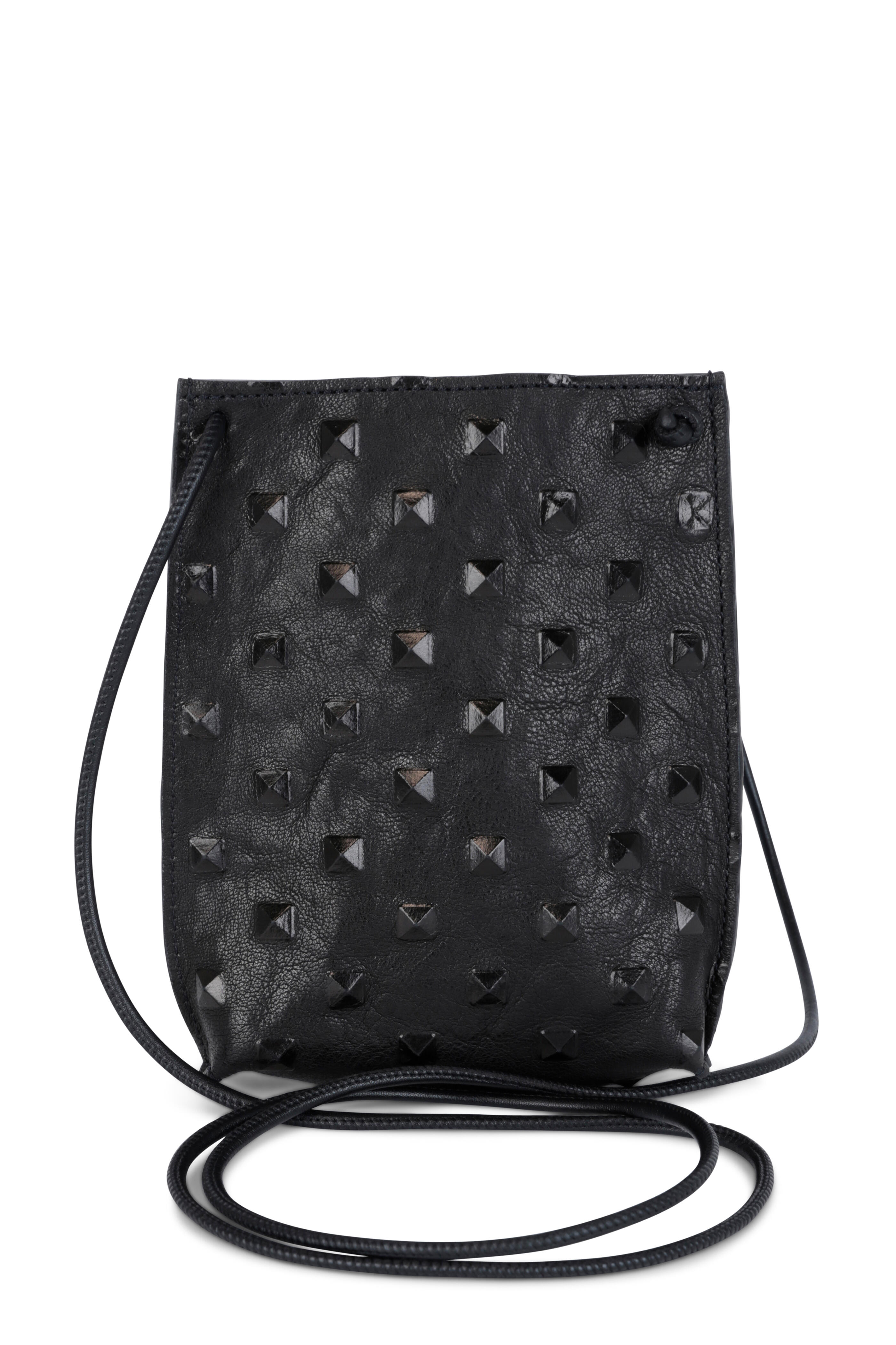 B May Bags - Black Studded Leather Cell Phone Pouch