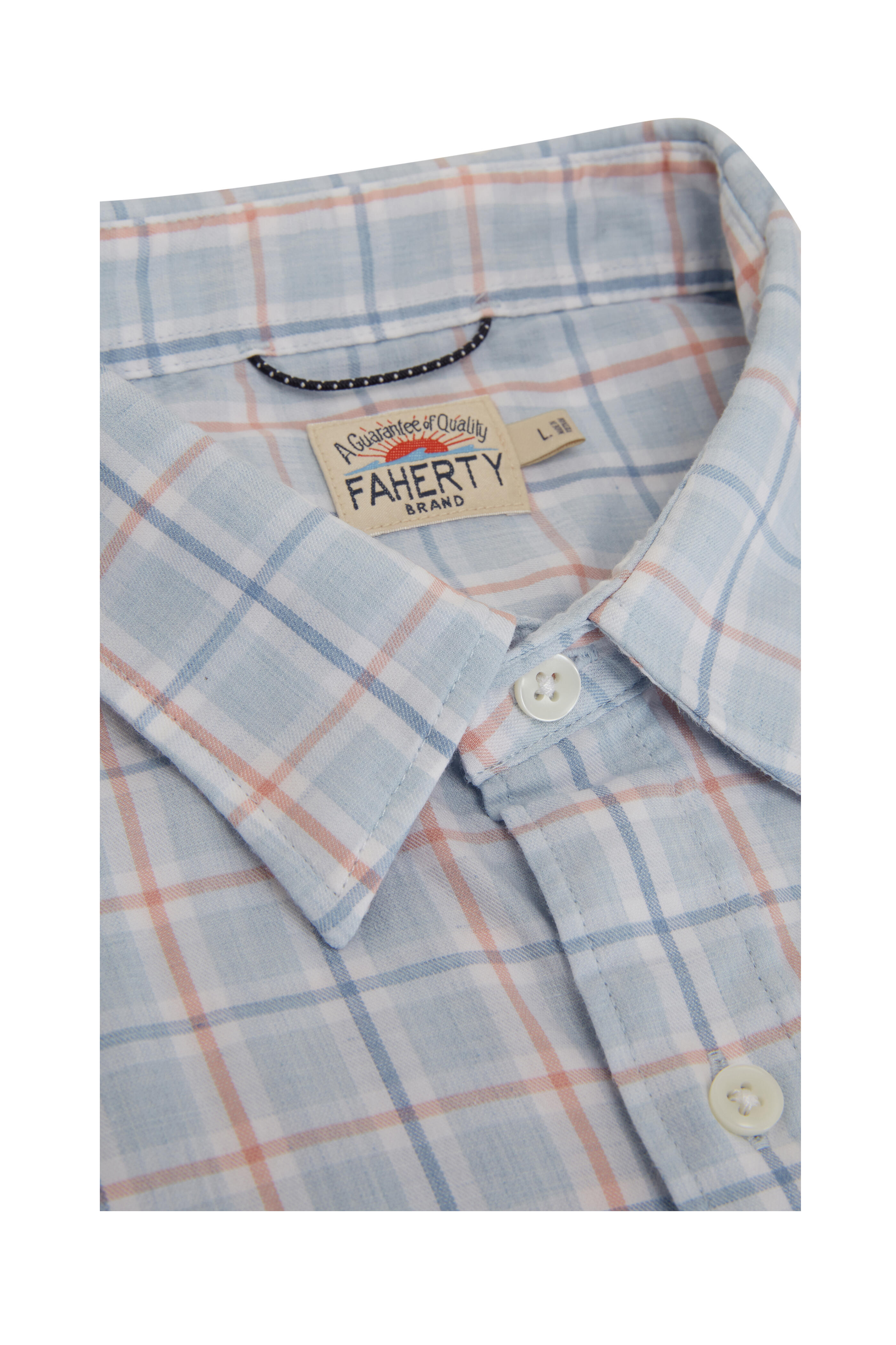 Faherty Brand - Conway Light Blue Plaid Short Sleeve Sport Shirt