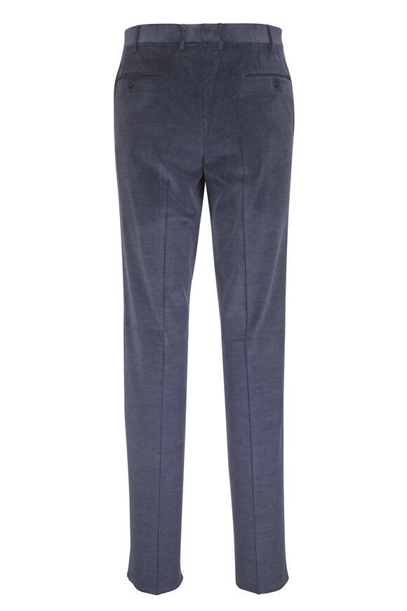 Malcom Navy Blue Stretch Cotton & Wool Corduroy Pant - view 2