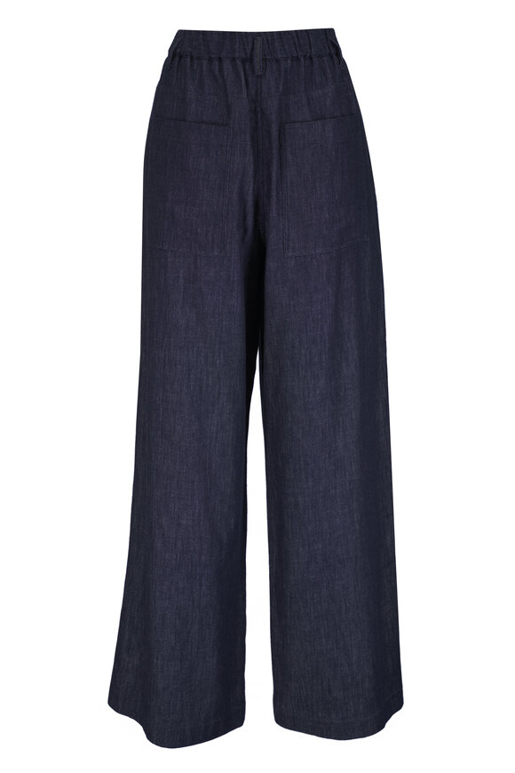 Brunello Cucinelli Dark Denim A-Line Pleated Jean - view 3