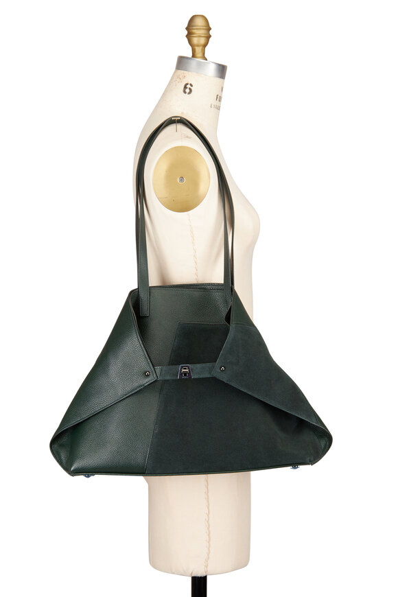 Akris Medium AI Gallus Green Leather Shoulder Tote - view 6