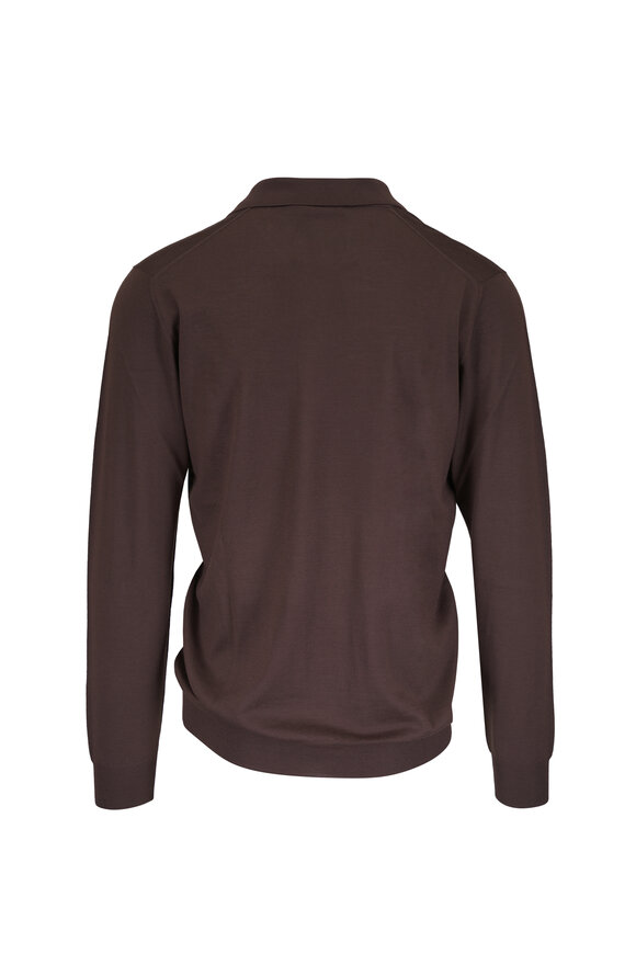 Fedeli Sportman Brown Superfine Wool Polo - view 4