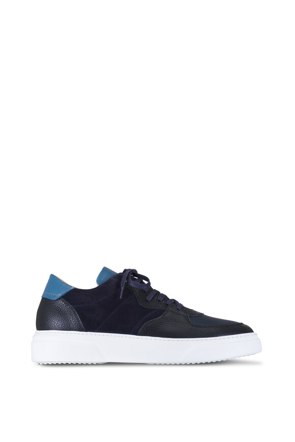 Ron White - Macklan Midnight Leather & Suede Low-Top Sneaker