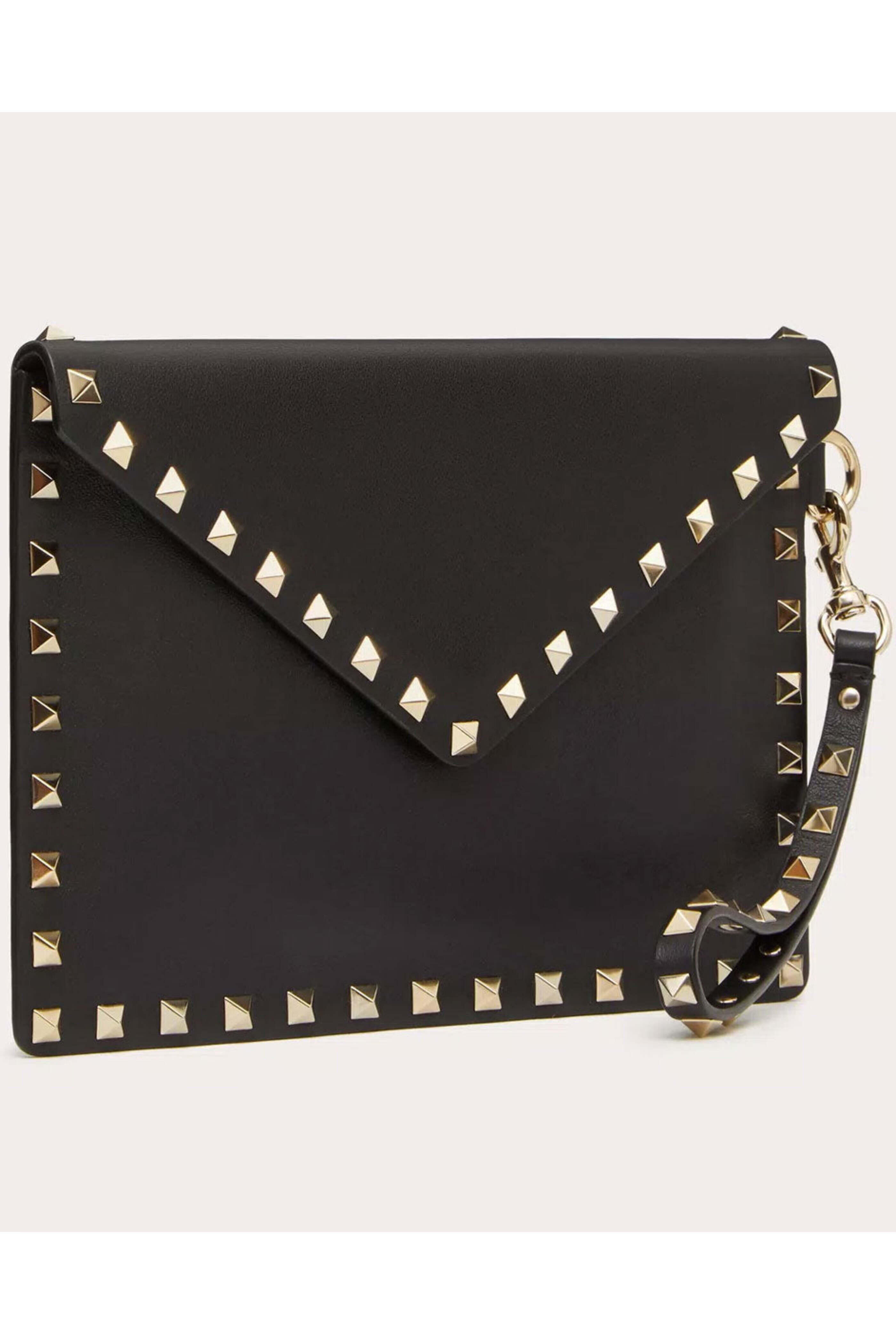 Valentino Garavani - Medium Rockstud Leather Pouch with Strap in Nero