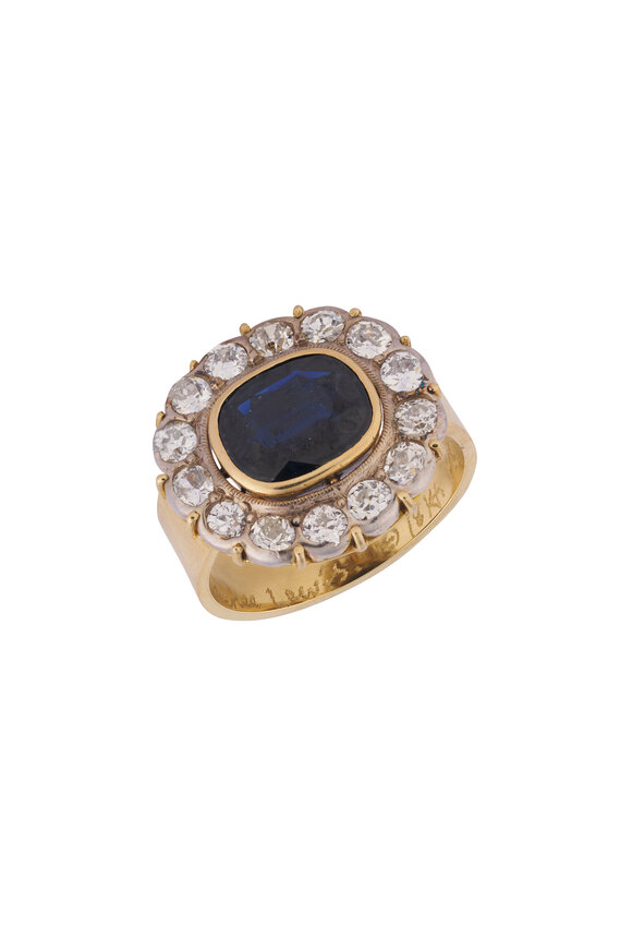 Renee Lewis 18k Two Toned Diamond & Sapphire Ring