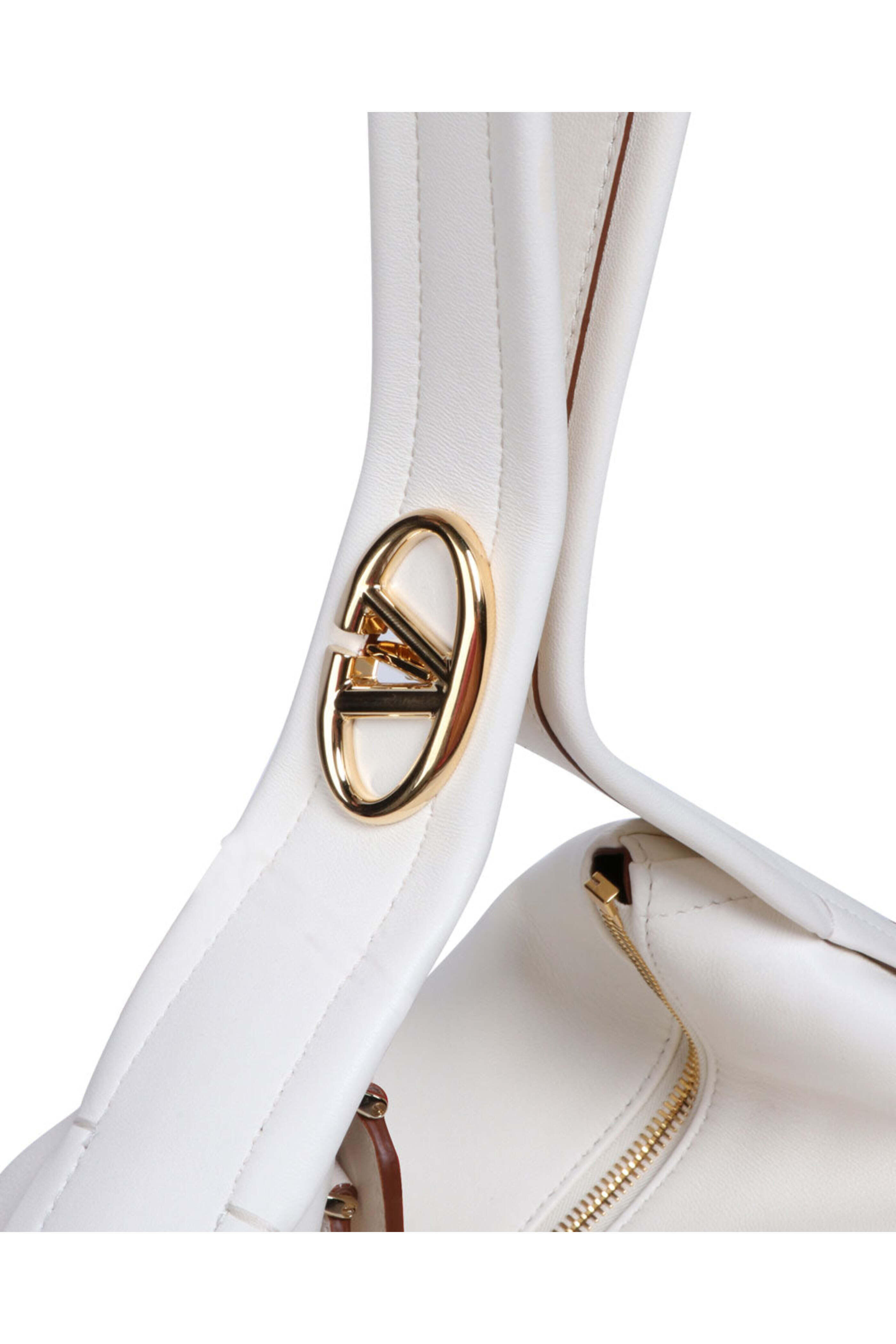 【関税&送料込】Valentino Garavani Ivory Nappa Leather Large Valentino Garavani - Go Large Leather Hobo Bag in Ivory