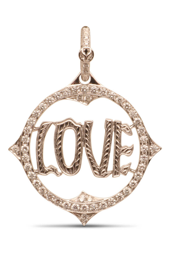 Loree Rodkin 14k White Gold Etched Love Pendant