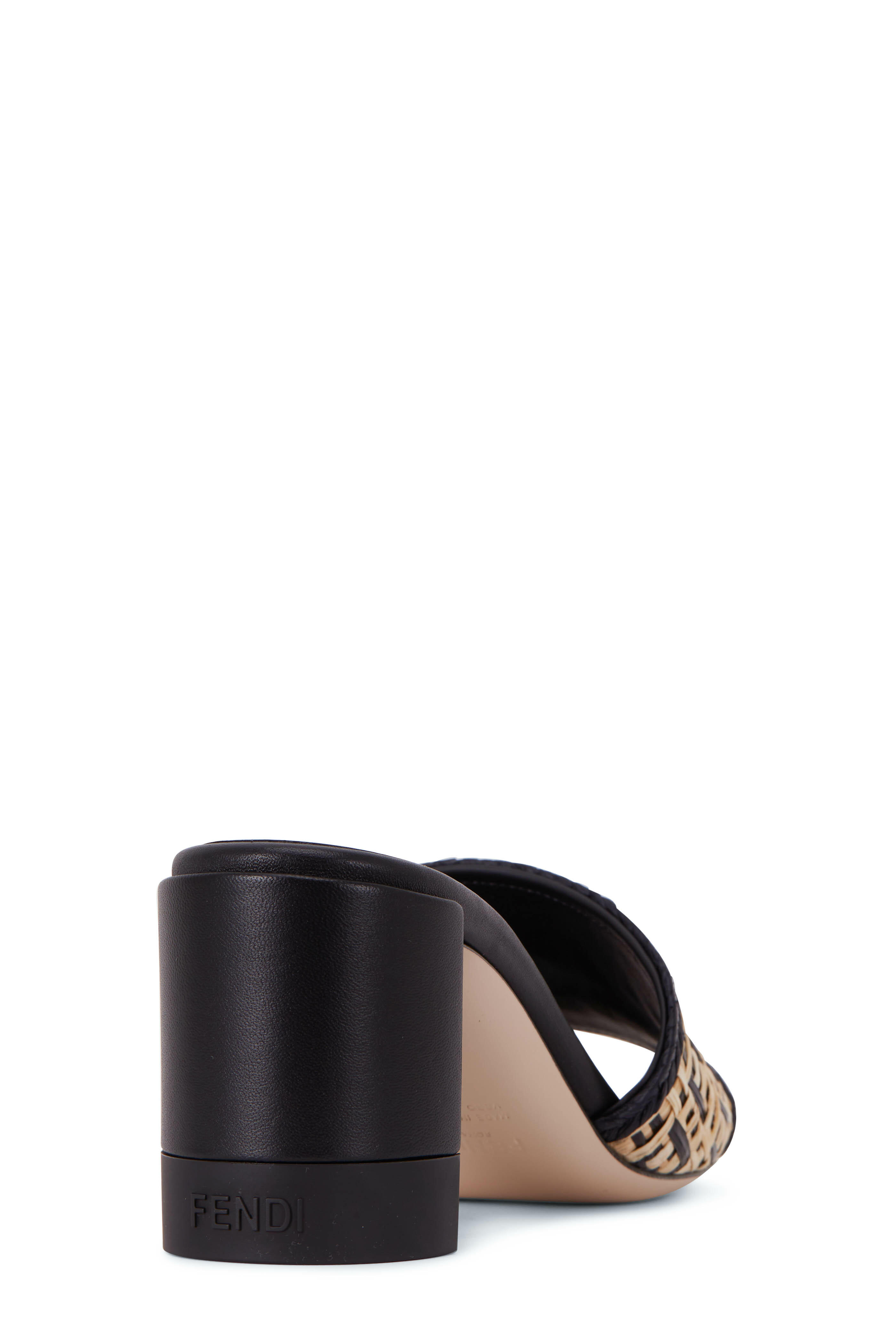 Fendi - Natural & Black Interlace Slide, 65mm | Mitchell Stores