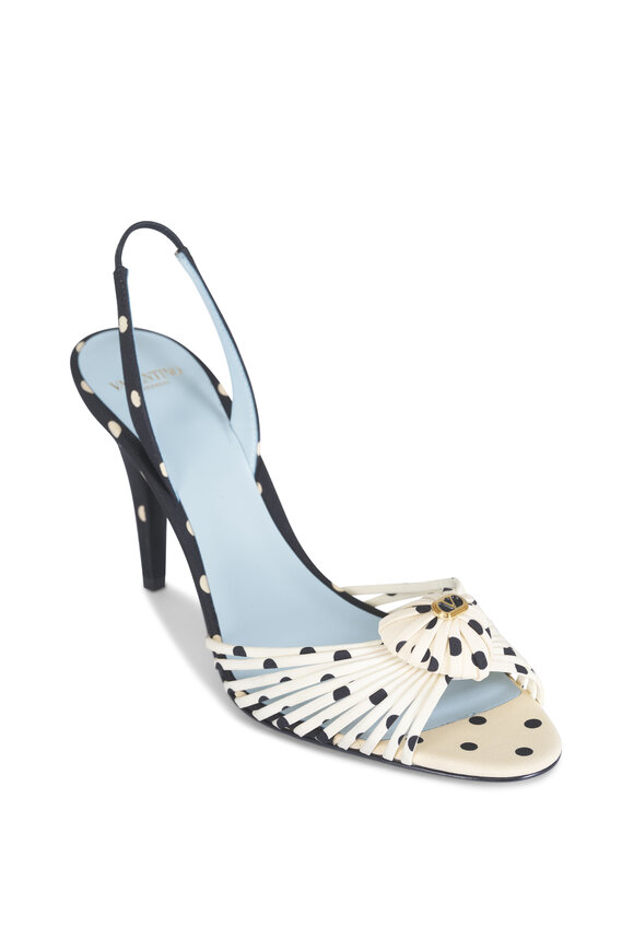 Valentino Garavani Coeur Royal Black & White Dot Sandal, 85mm - view 1