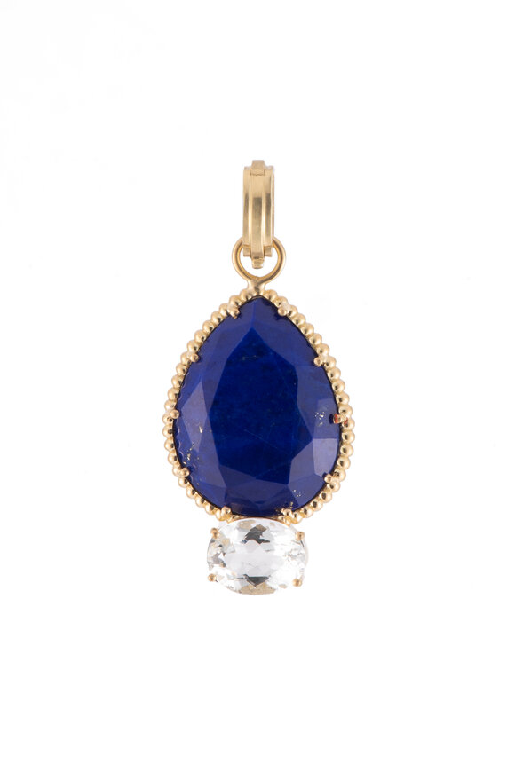 Sylva & Cie 18k Yellow Gold Lapis & Aquamarine Pendant - view 1