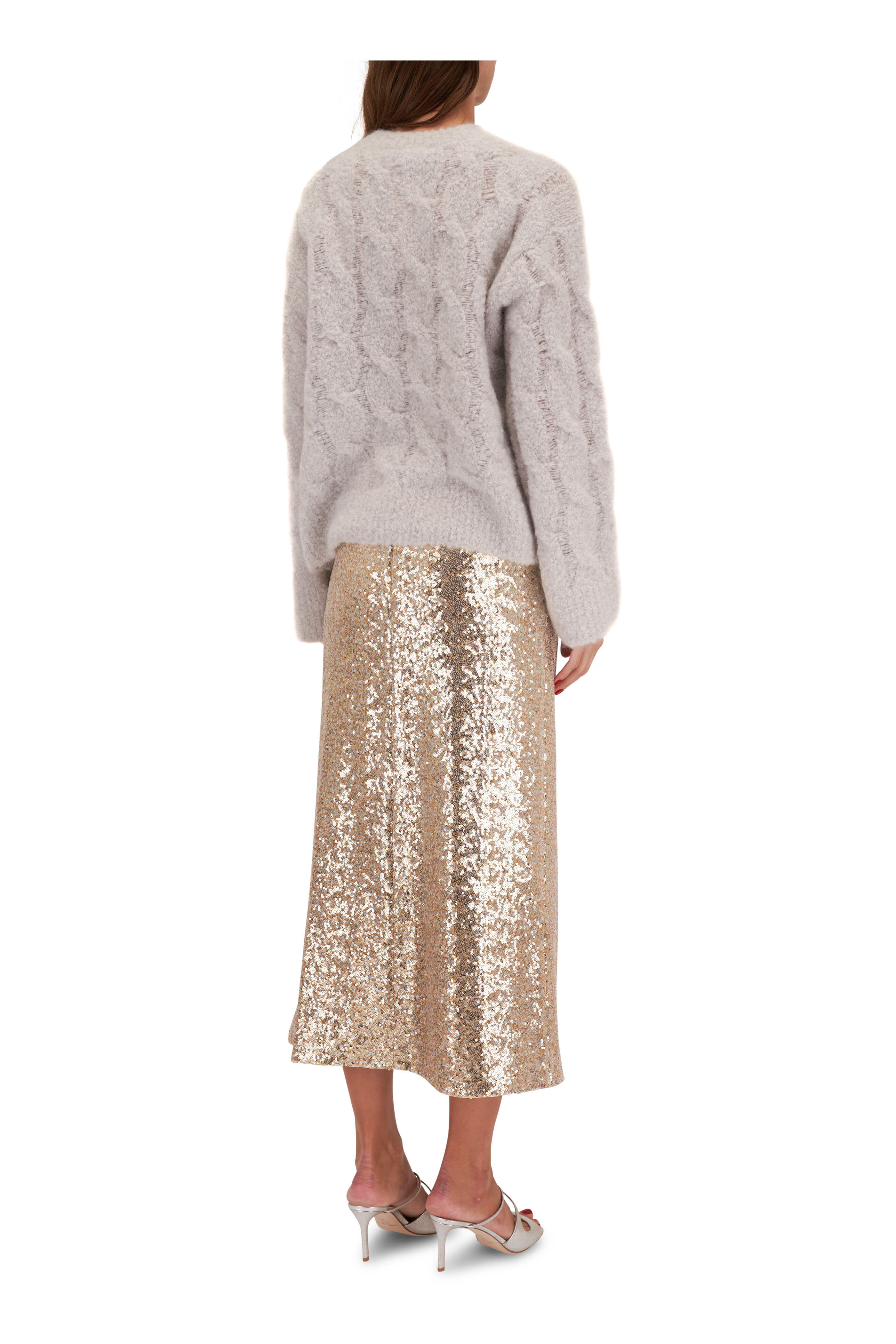 The Spotlight Sequin Knit Skirt Set - Ivory