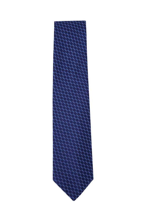 Charvet - Dark & Light Blue Patterned Silk Necktie