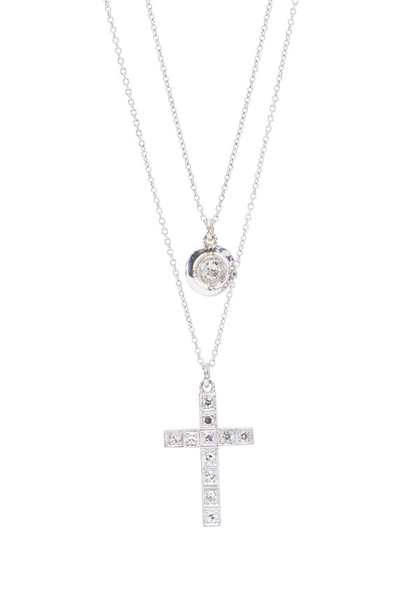 Renee Lewis Diamond Cross & Circle Two Chain Necklace - view 2
