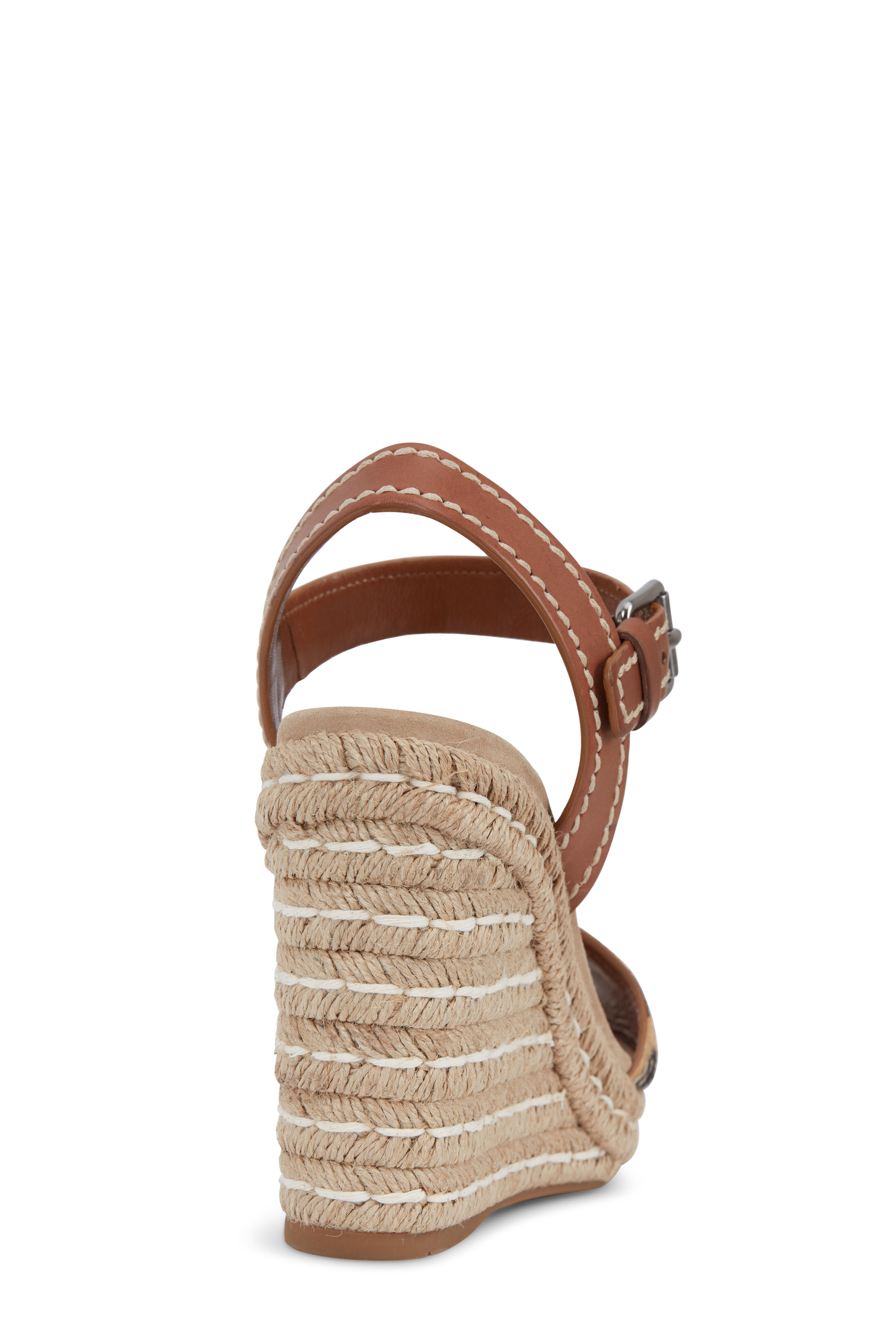 Prada - Leopard Print Calf Hair Espadrille Wedge, 120mm