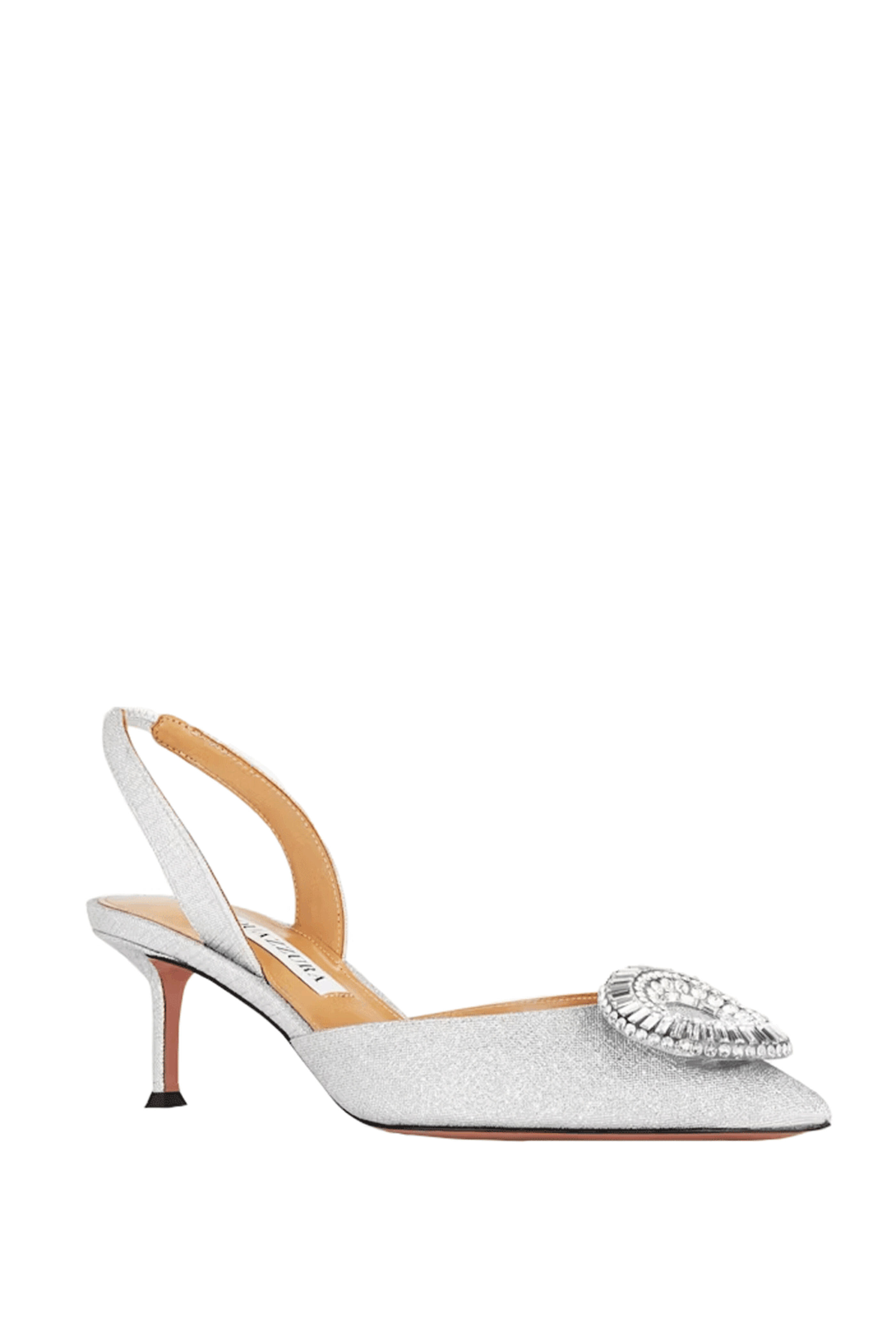 Aquazzura - Silver Crystal Hoop Slingback, 50mm